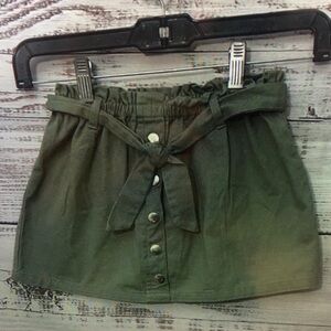Kids Olive Green Skirt with Button Front